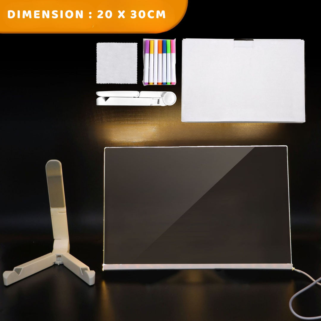 Présentation du tableau lumineux pour enfants et de ses dimensions