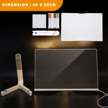 Présentation du tableau lumineux pour enfants et de ses dimensions