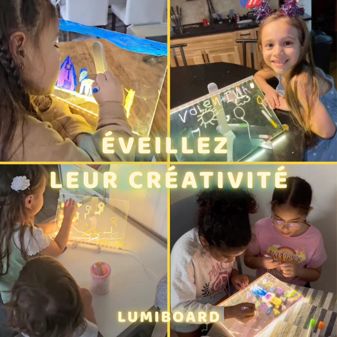 Preuve sociale et photo d'enfants utilisatn le tableau lumineux